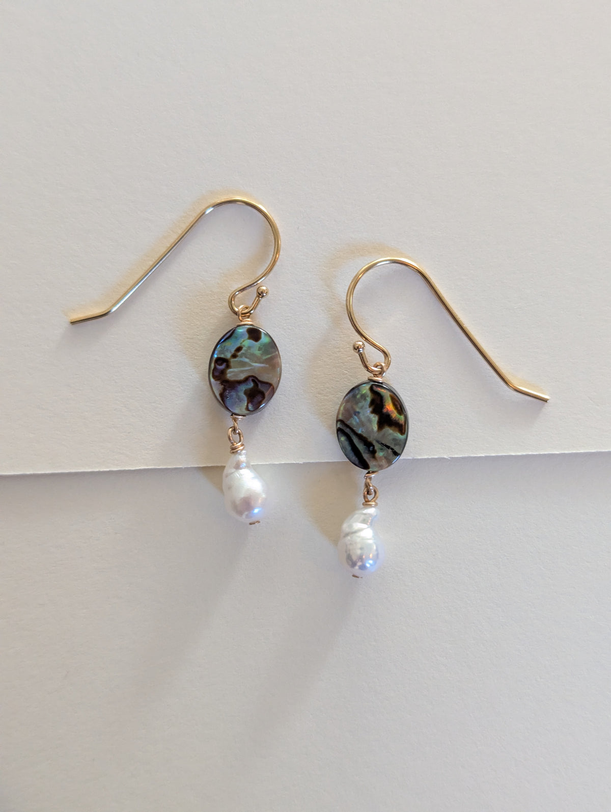 Abalone and Pearl Drop Earrings