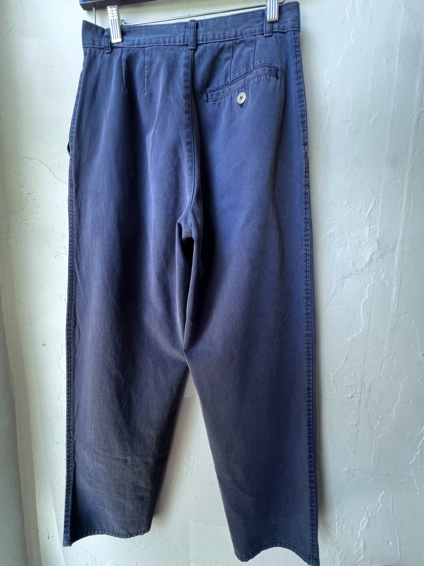 Vintage Navy Pleated Trousers