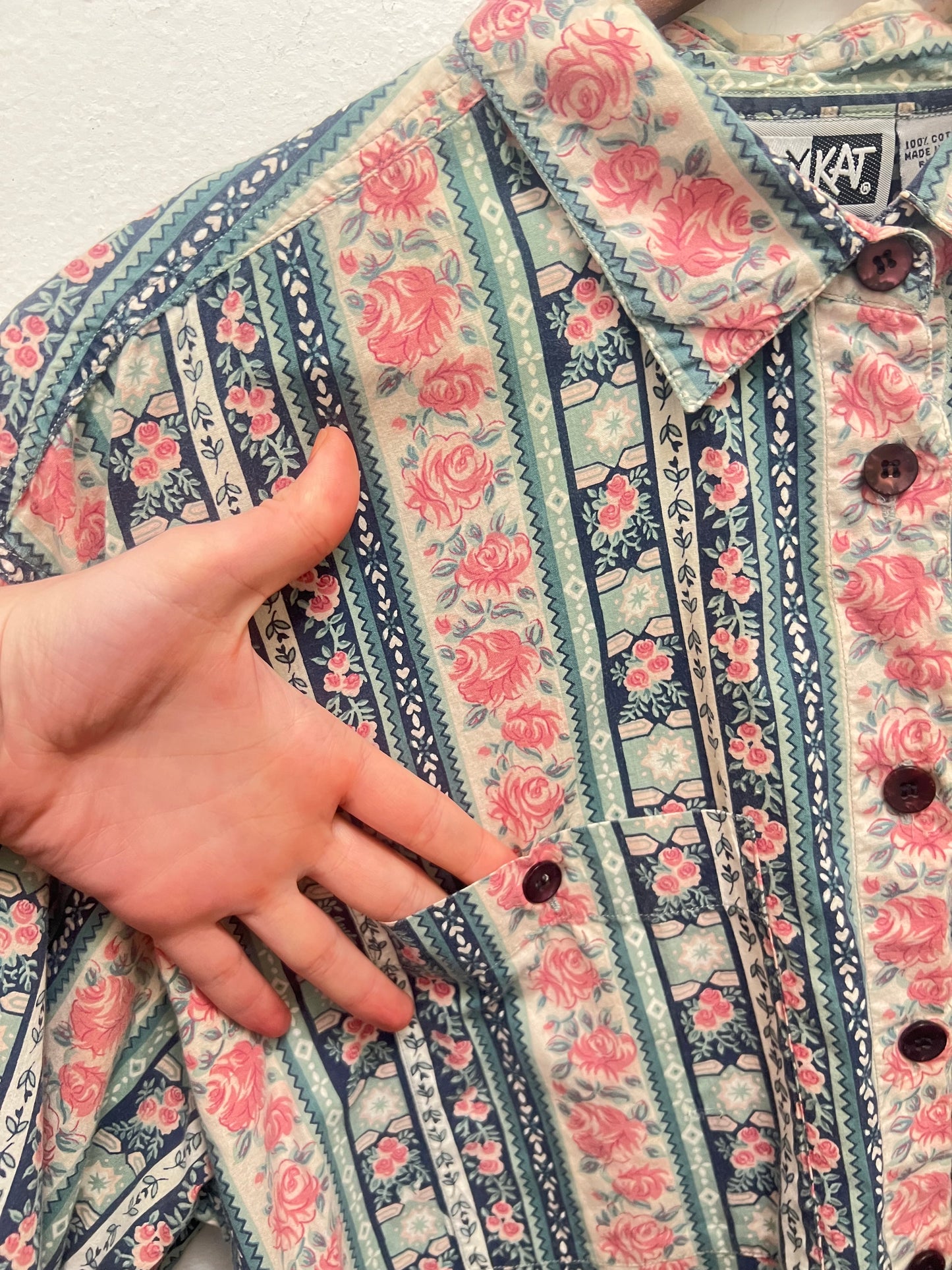 Vintage Collared Rose Button Up