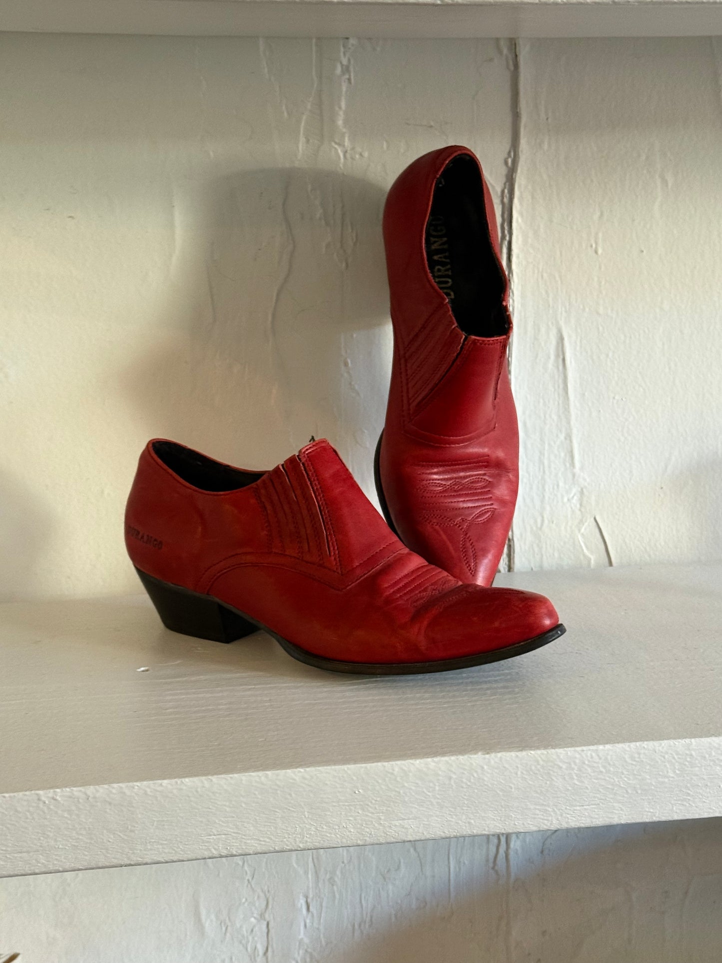 Vintage Spice Red Leather Western Booties