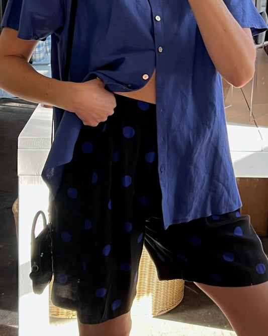 Vintage Pleated Polka Dotted Short