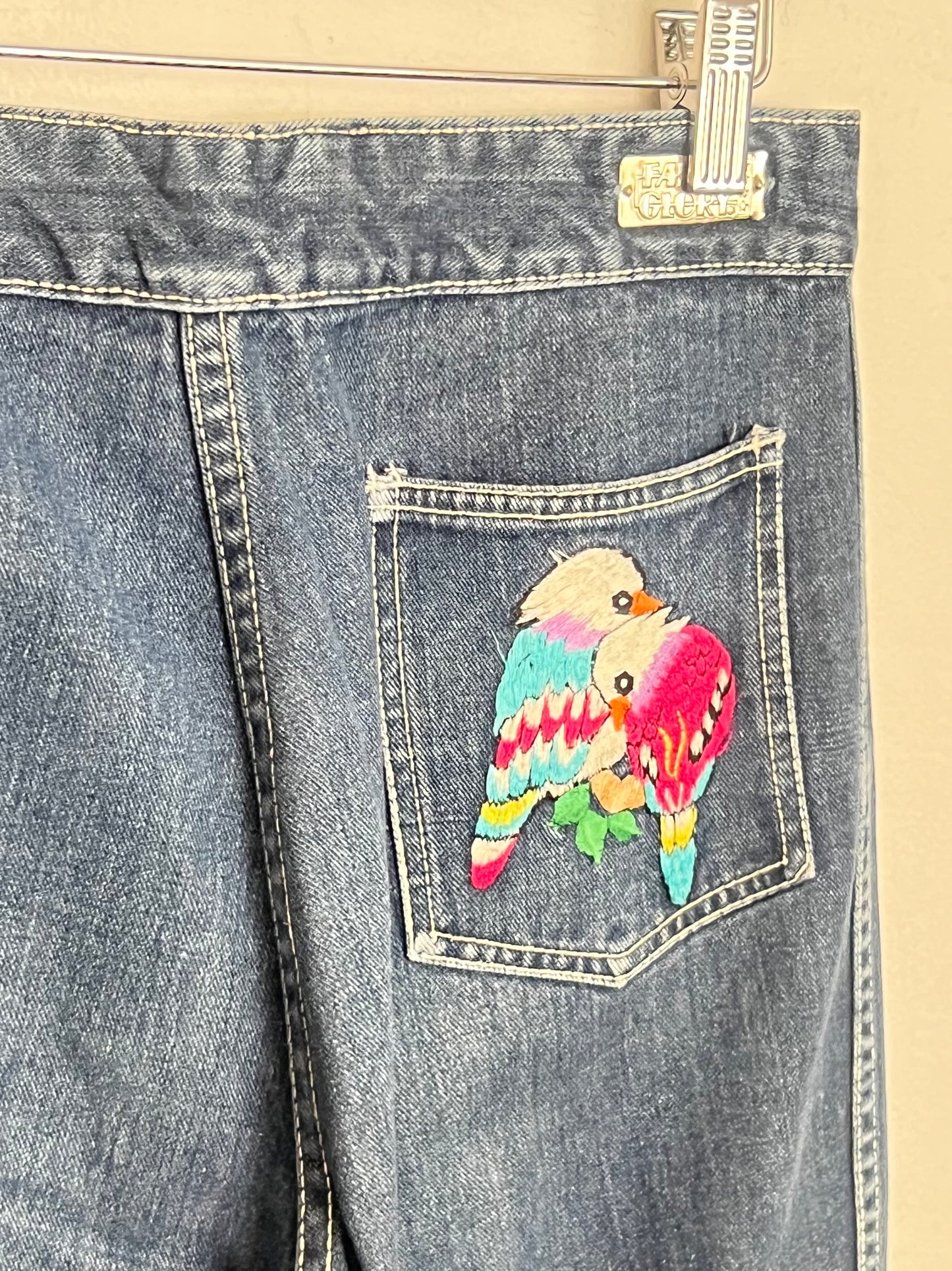 Vintage Bird Duo Embroidered Denim