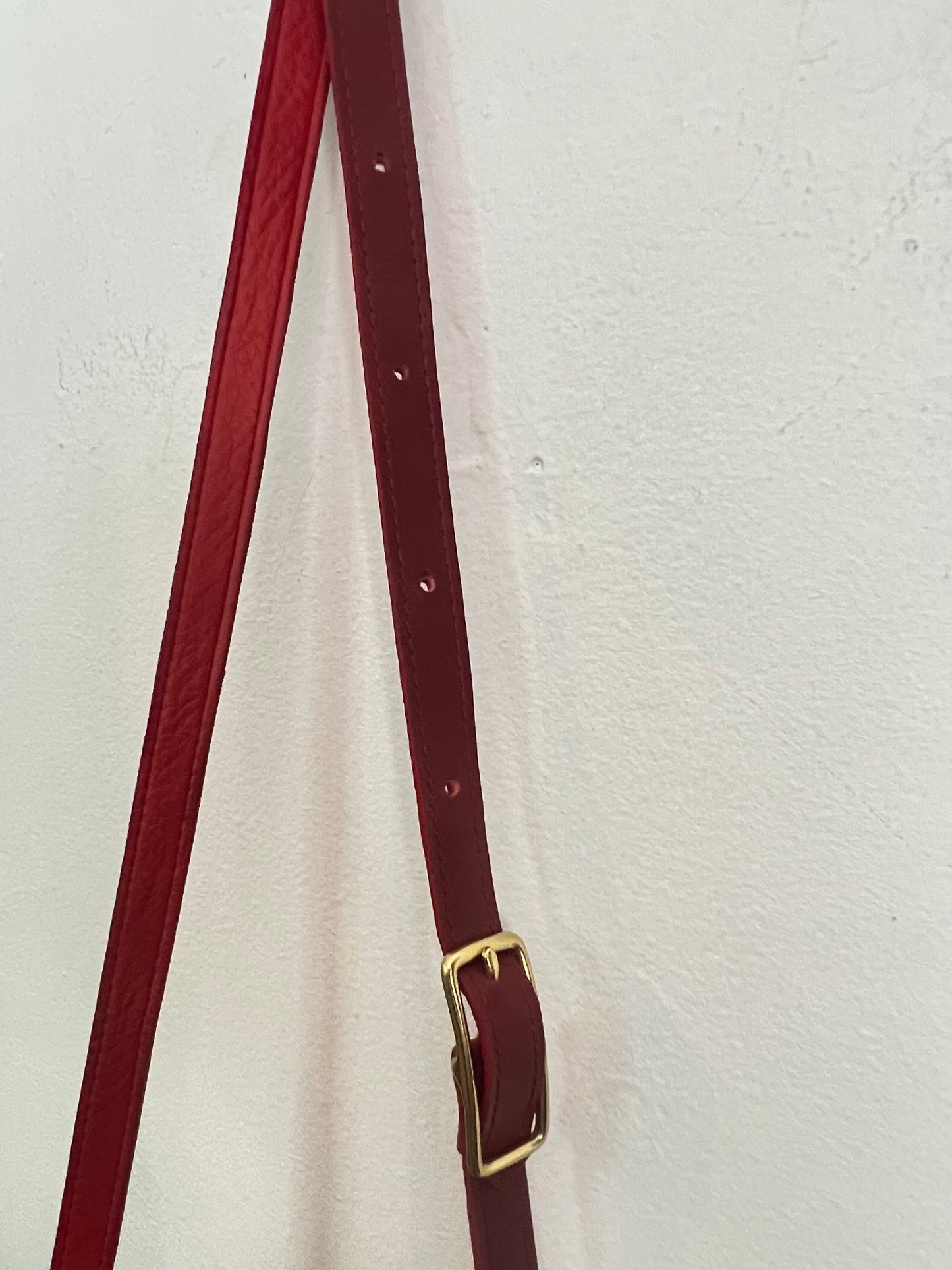 Vintage Crimson Leather Adjustable Shoulder Bag
