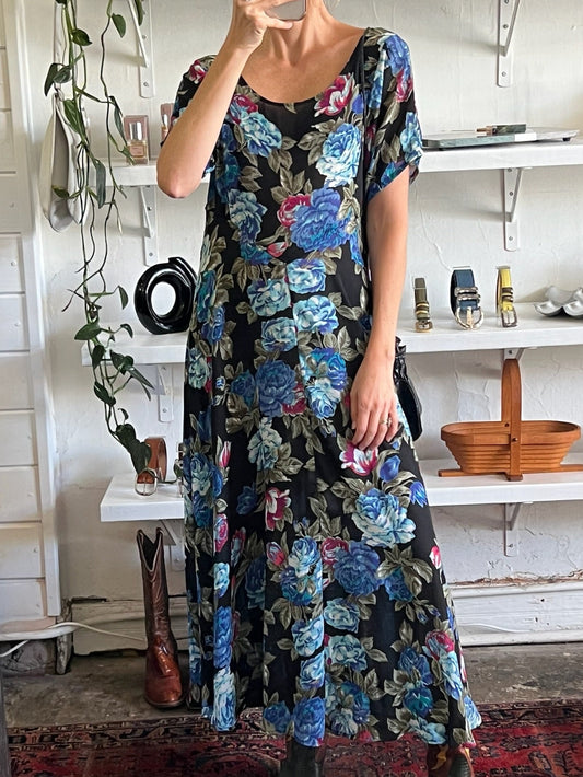 Vintage Sheer Watercolor Floral Dress