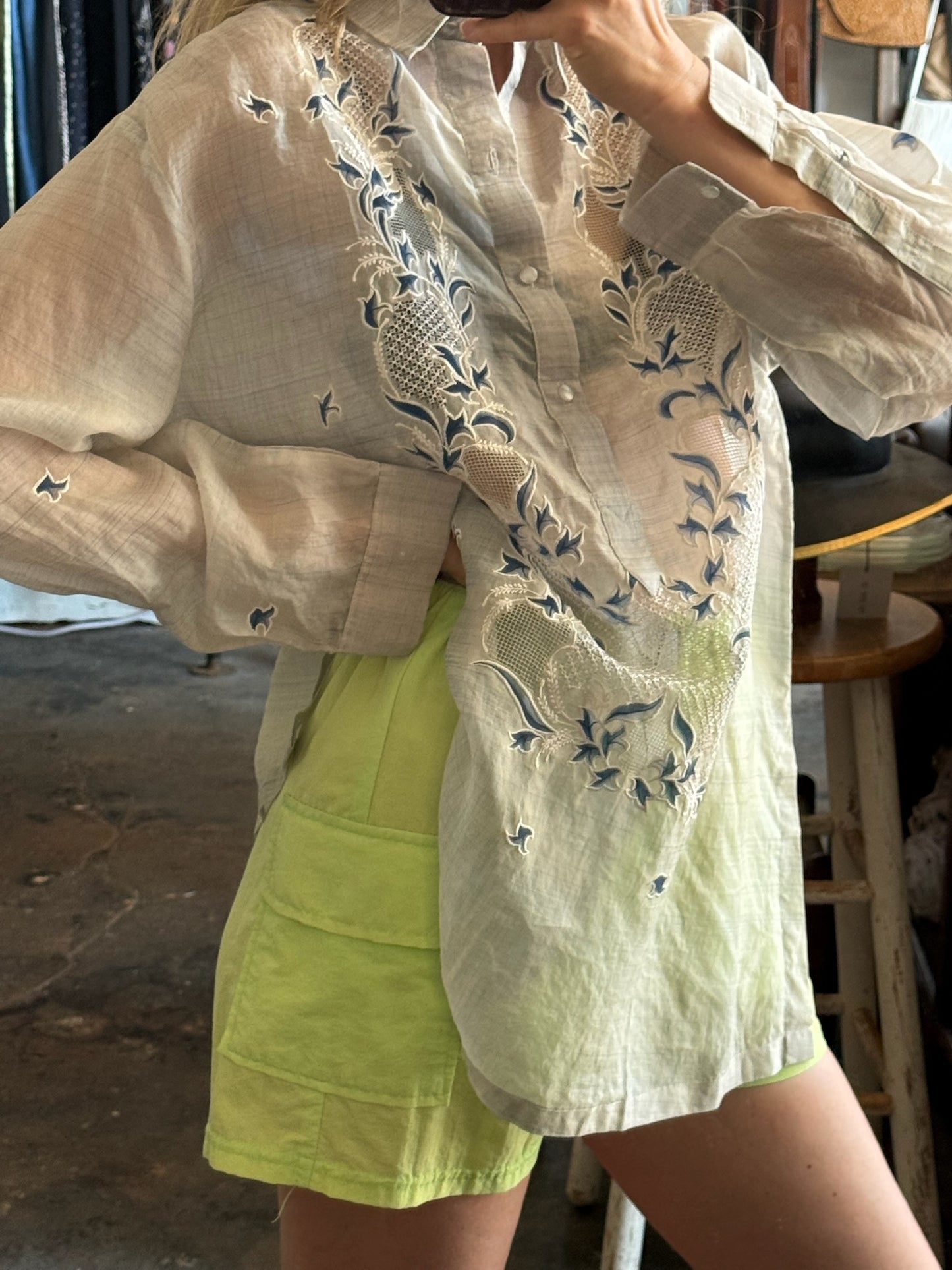 Vintage Sheer Embroidered Tunic