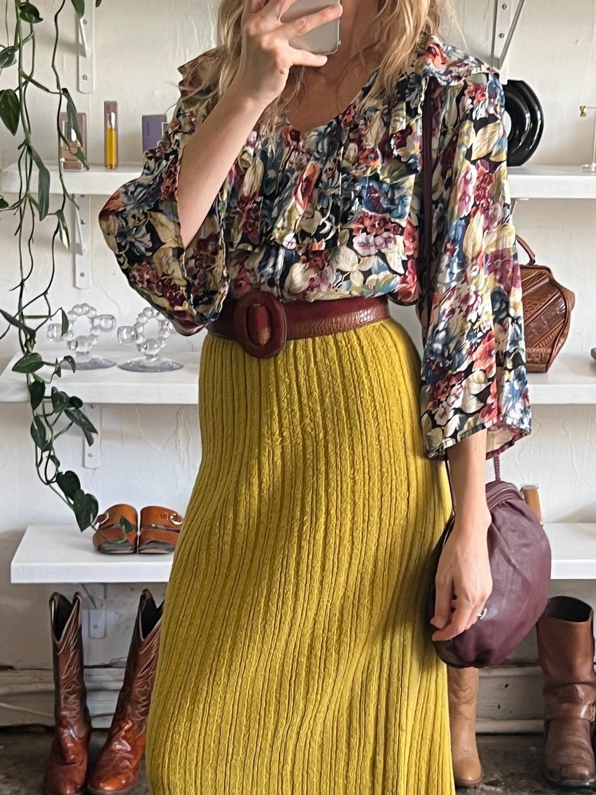 Vintage Floral Ruffle Collar Blouse