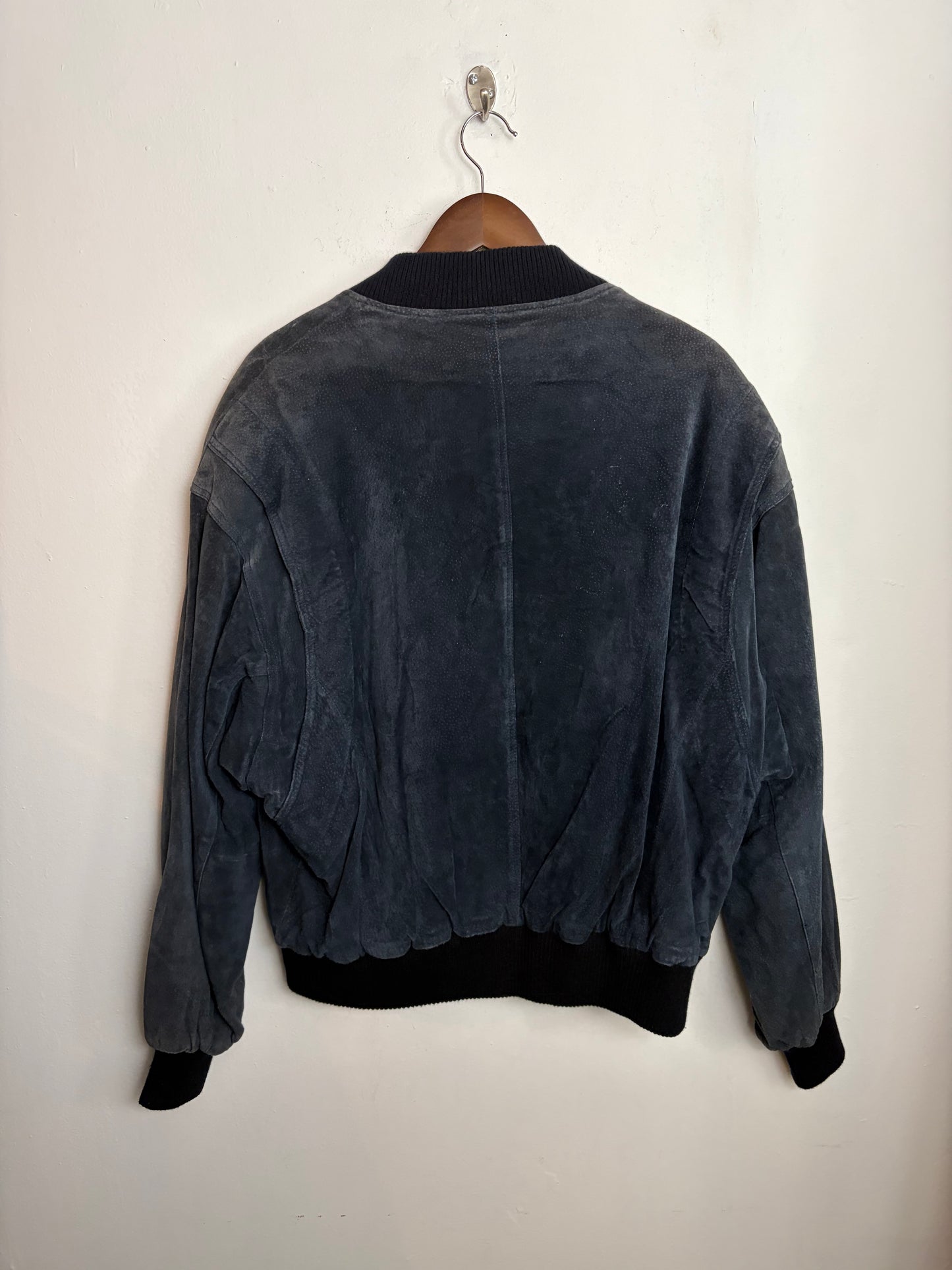 Vintage Charcoal Blue Suede Jacket