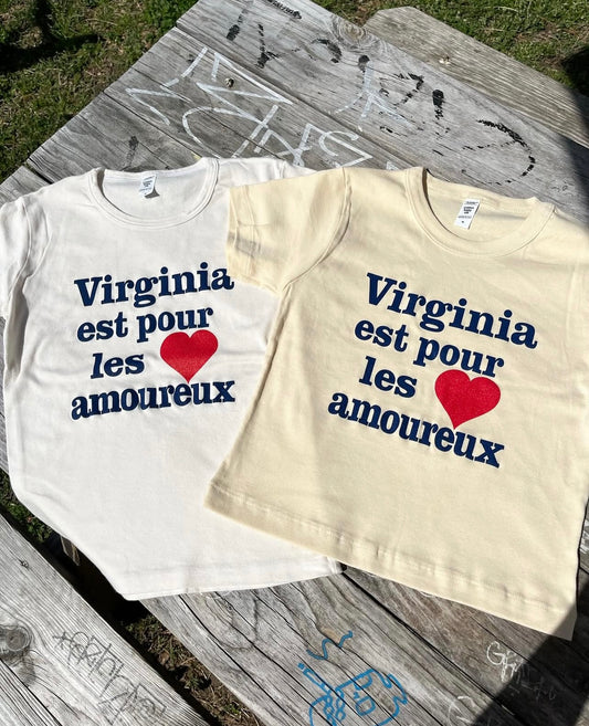 "Virginia Est Pour Les Armoureux" Baby Rib Crop T-Shirt
