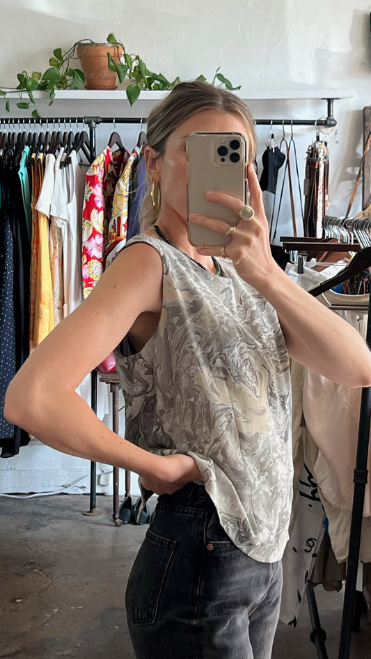 Vintage Marbled Sleeveless Blouse