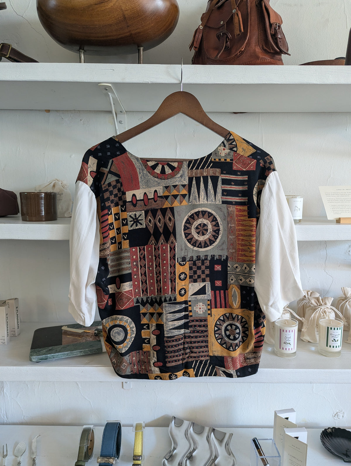 Vintage Geometric Button Down Top