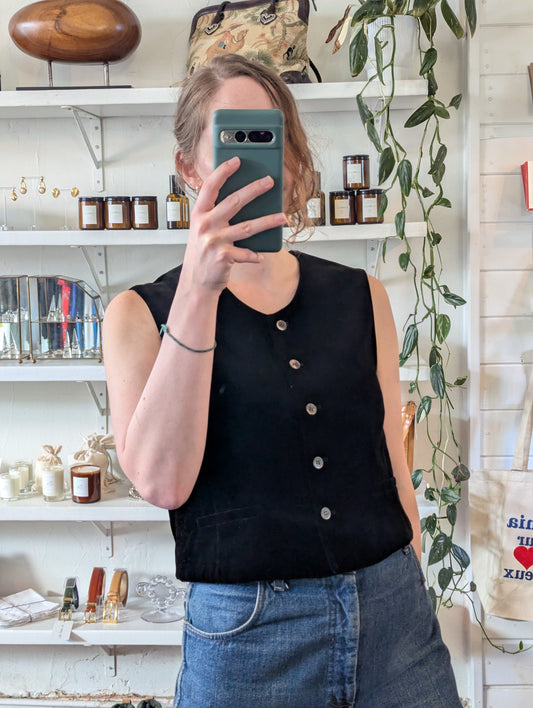 Vintage Obsidian Velvet Vest