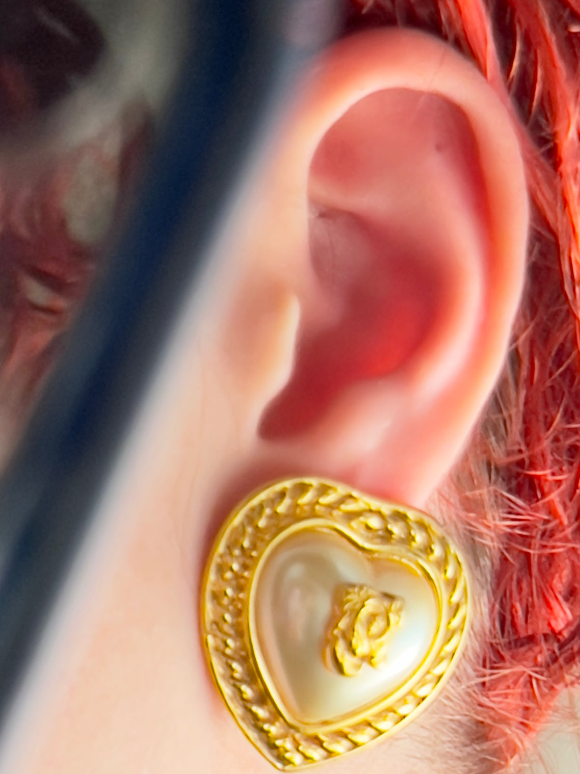 Vintage Ivory Heart Bloom Clip - On Earrings
