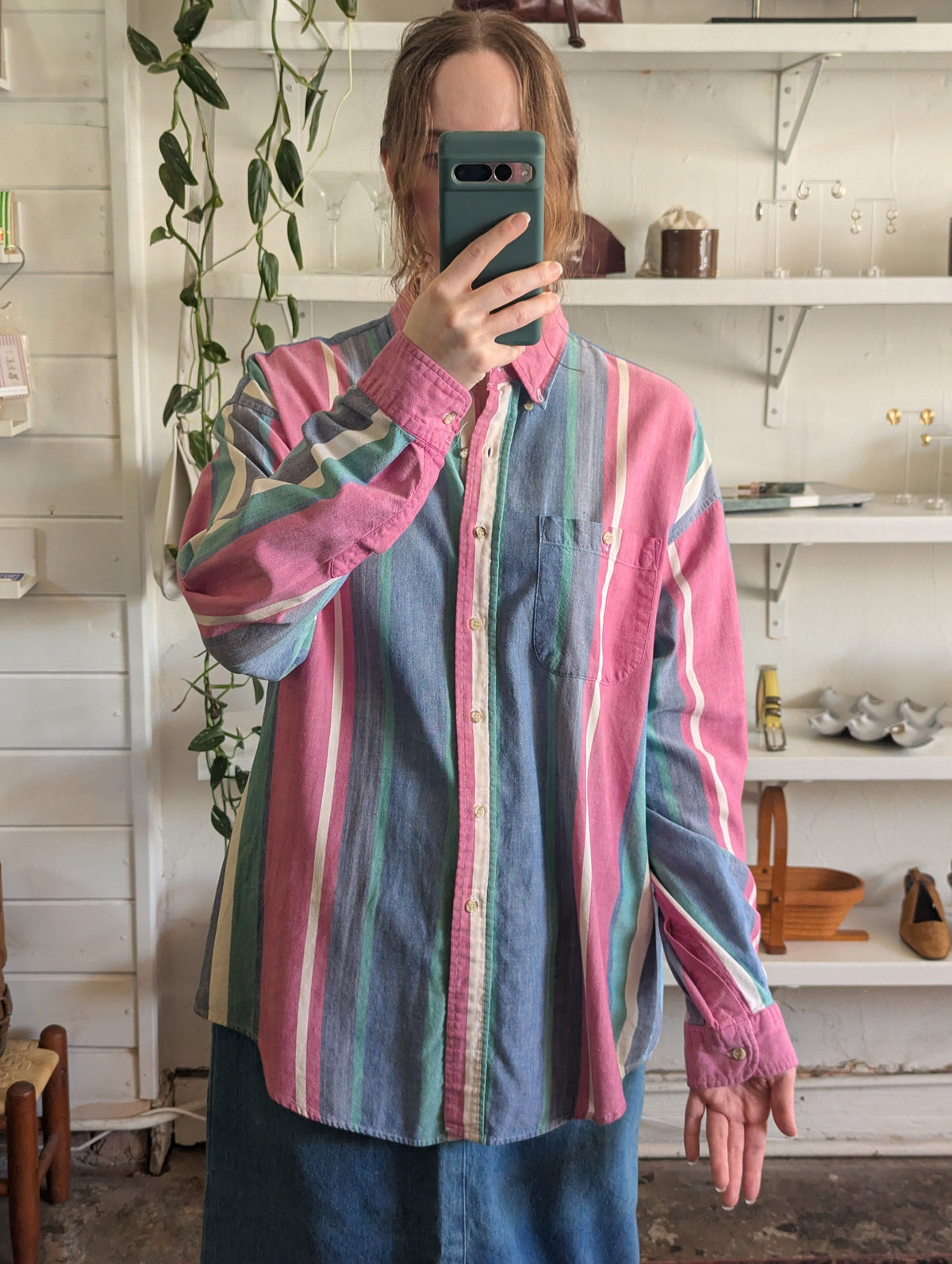 Vintage Faded Stripe Button Down Shirt