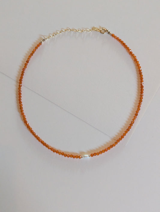 Carnelian and Pearl Choker Necklace by giantlion