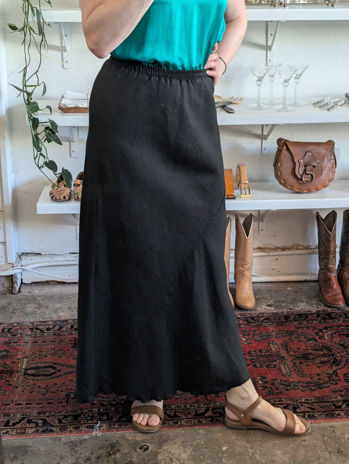 Vintage Linen Maxi Slip Skirt