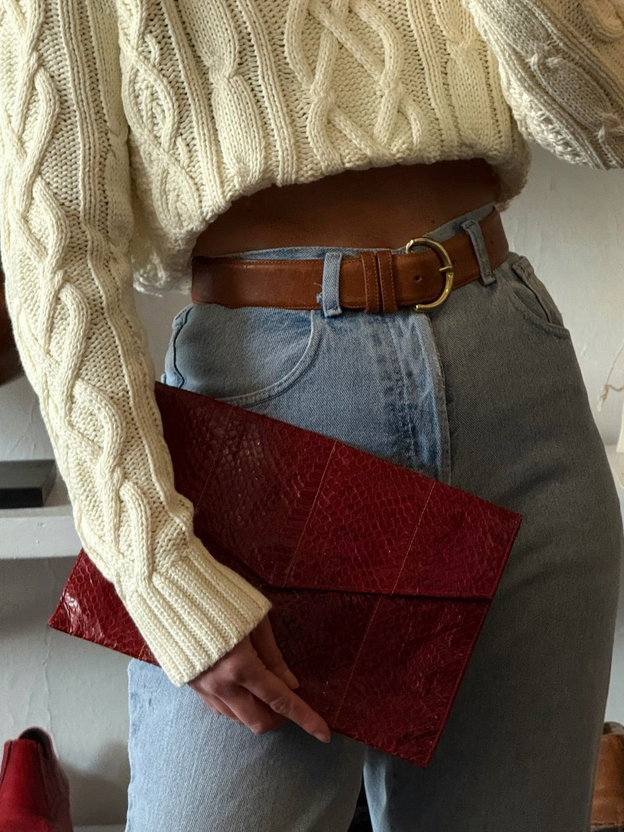 Vintage Cherry Crocodile Clutch