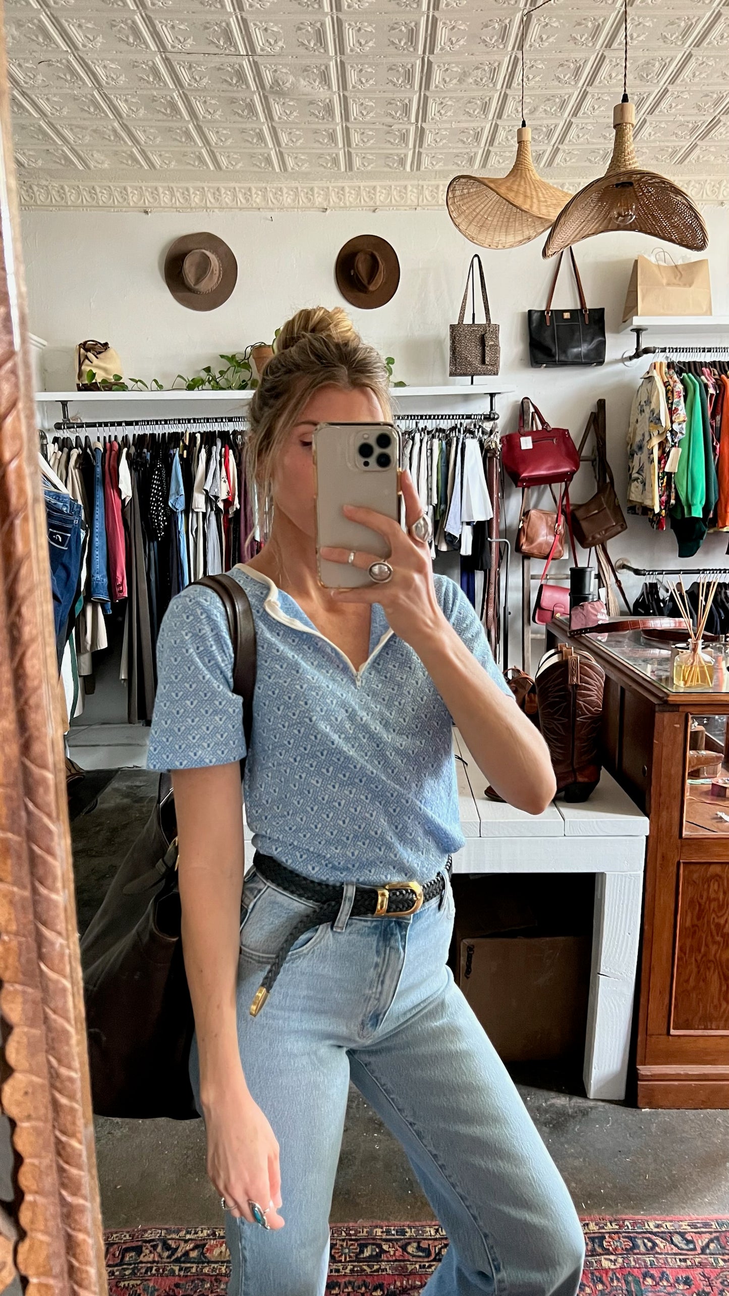 Vintage Geometric Knit Top