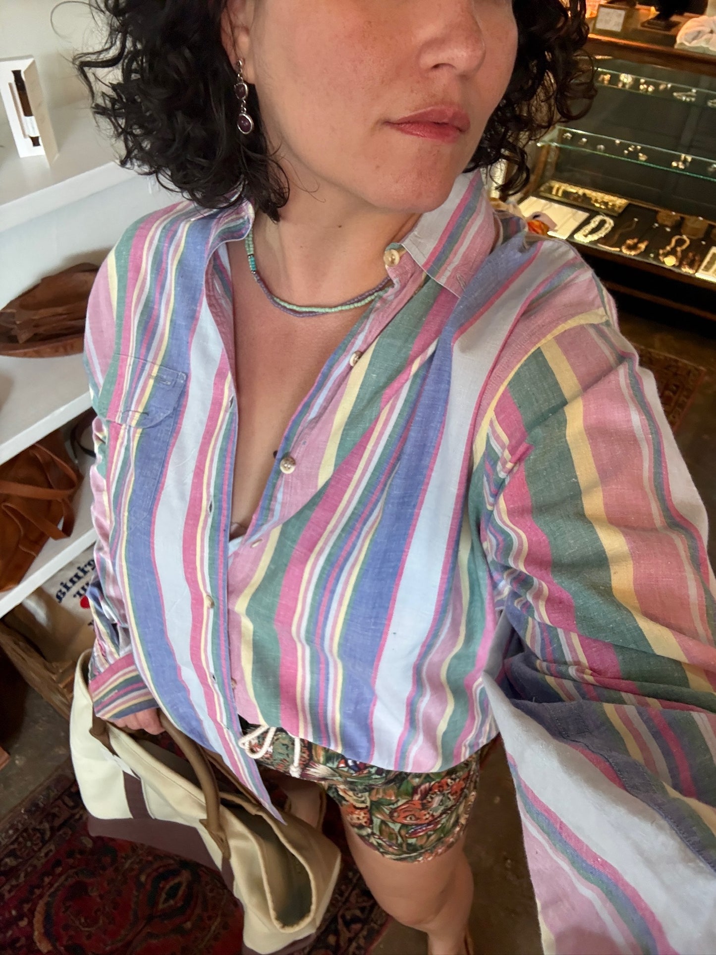 Vintage Pastel Stripe Button Up
