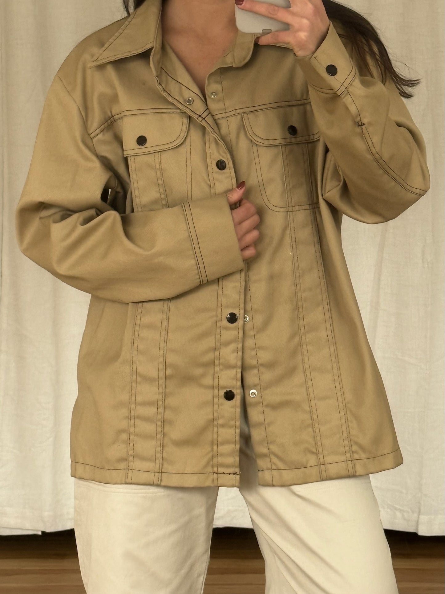 Vintage Lightweight Sandstone Snap Jacket