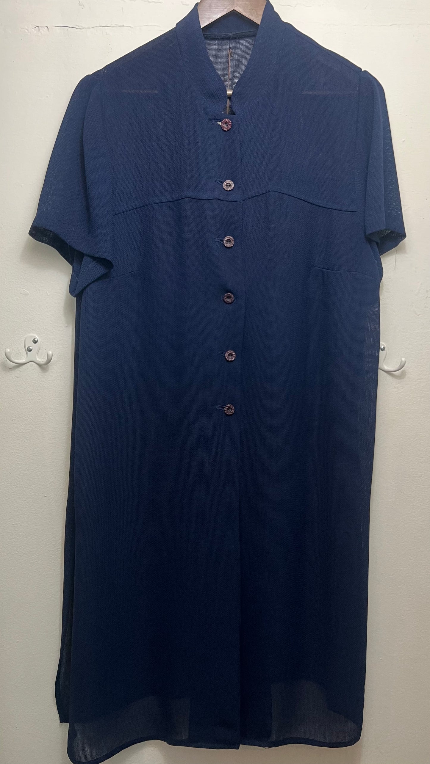 Vintage Navy Mesh Overlay Dress