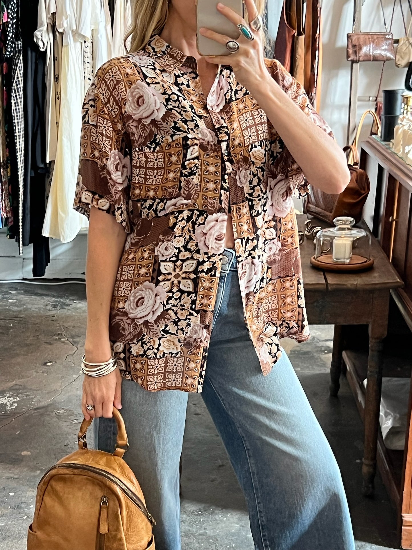 Vintage Earthy Botanical Blouse
