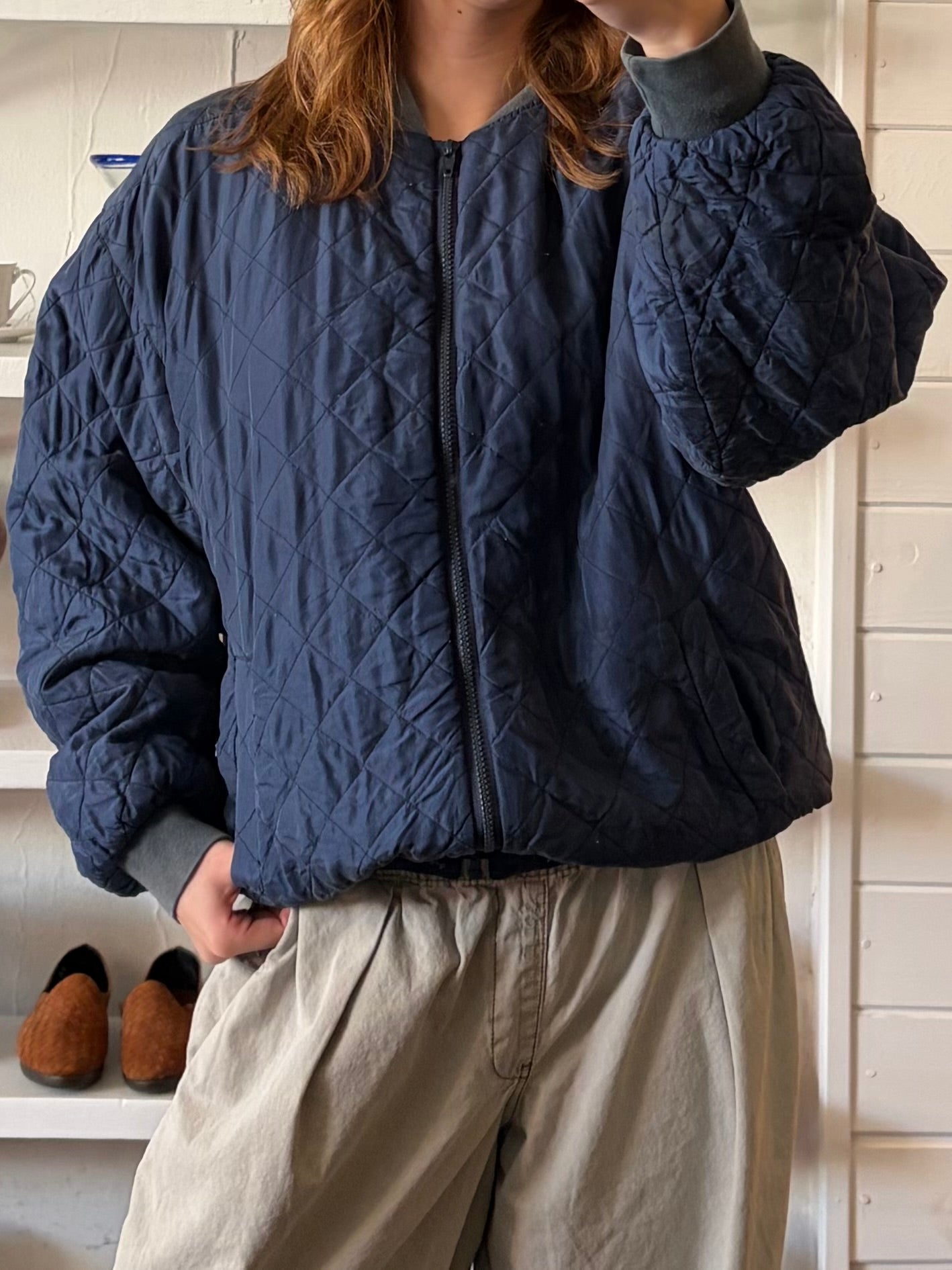Vintage Navy Silk Easy Jacket