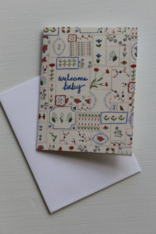 Welcome Baby Quilt Greeting Card