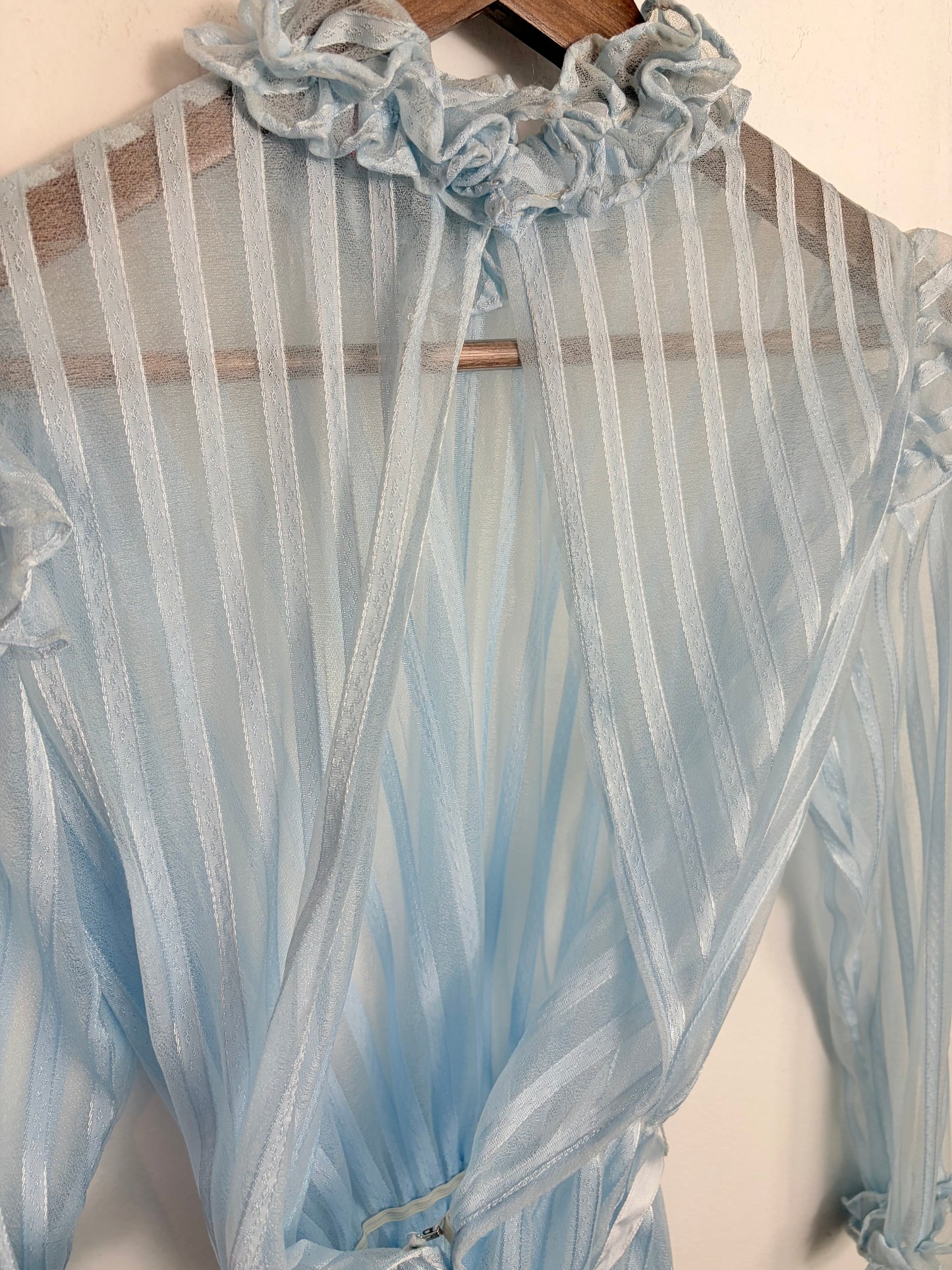Vintage Sheer Powder Blue Ruffle Top