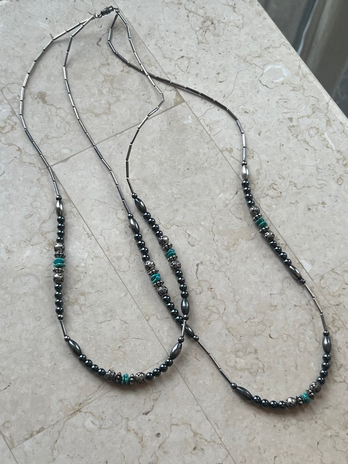 Vintage Layered Turquoise & Silver Necklace