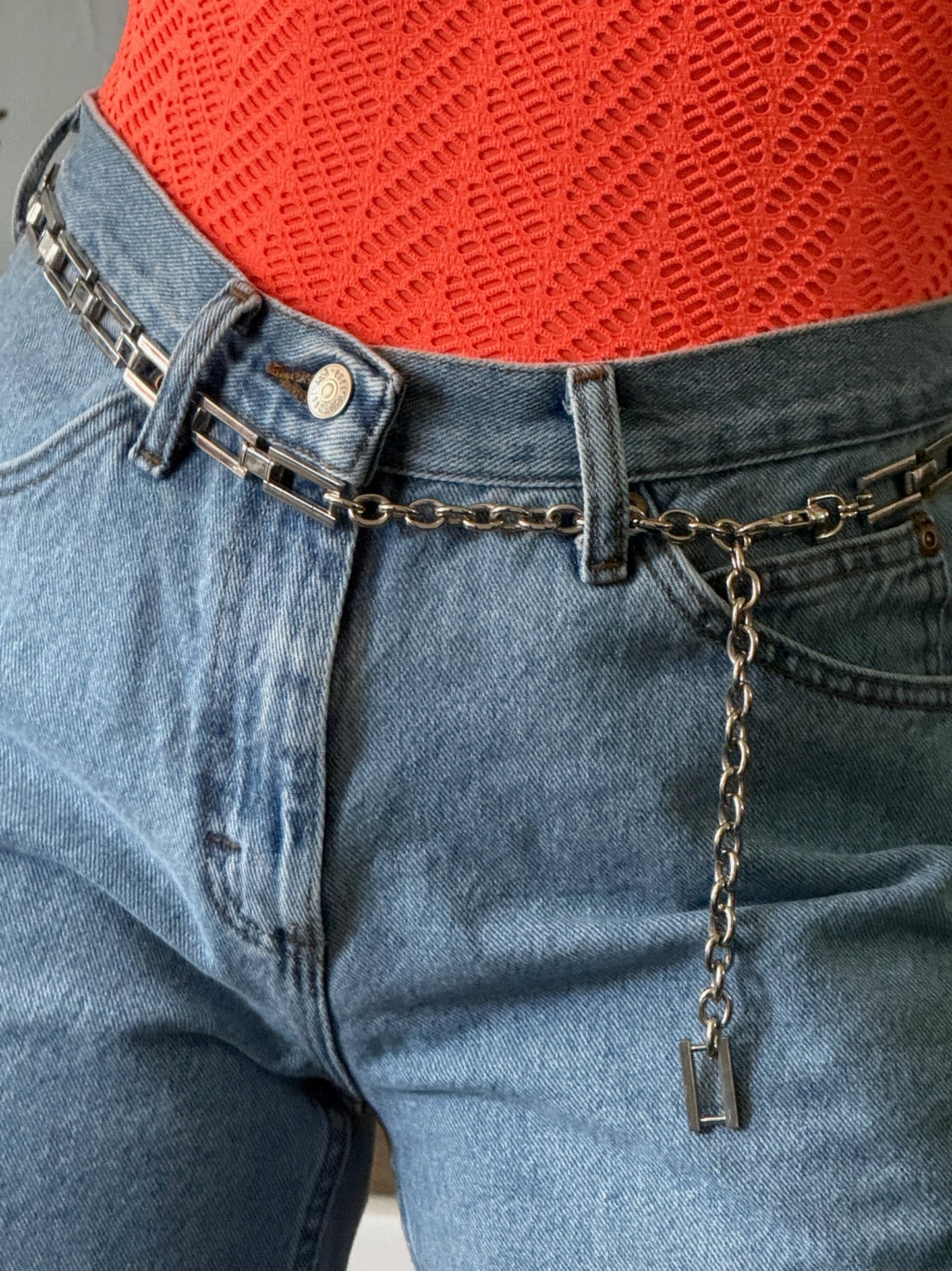Vintage Geometric Silver - Hardware Chain Belt