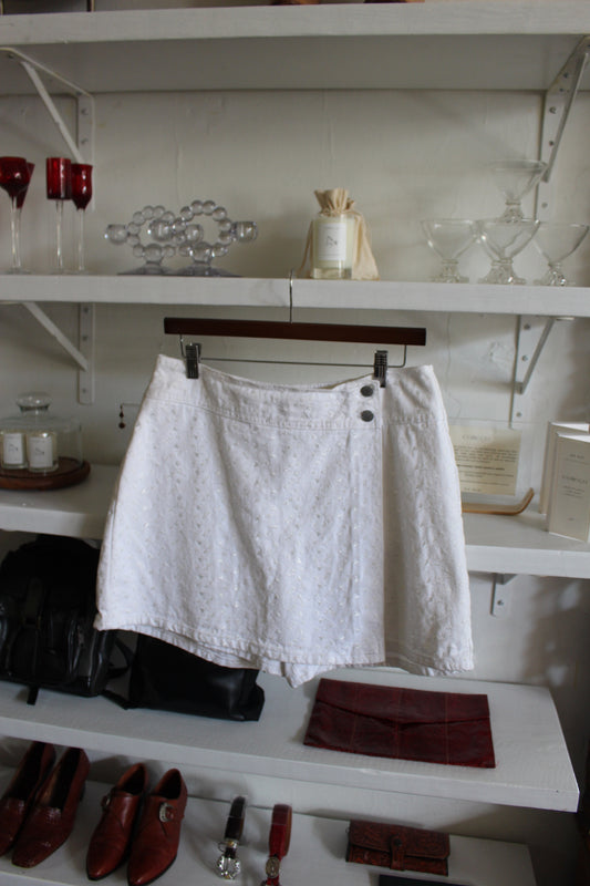 Vintage Ivory Embroidered Skort