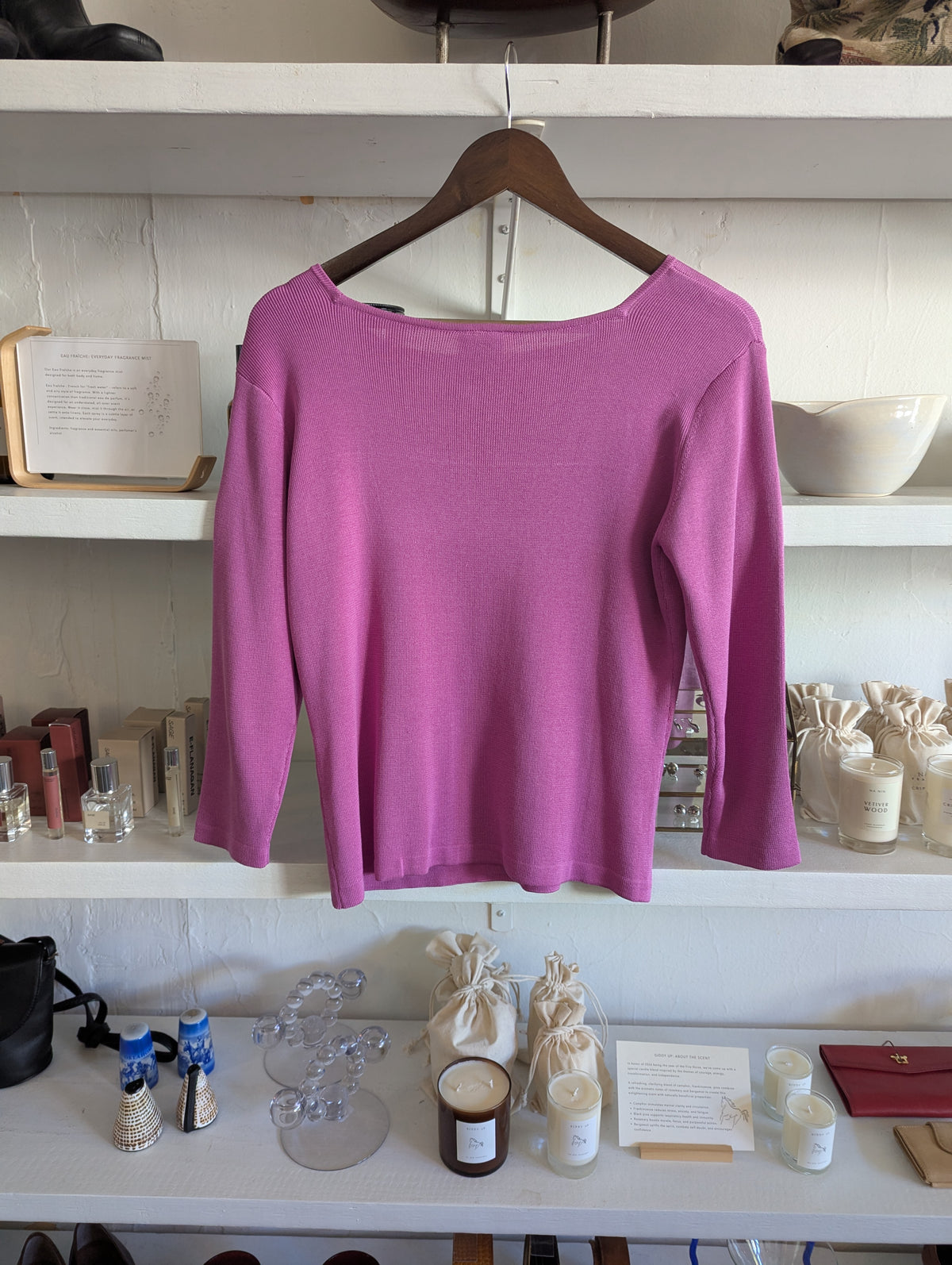 Vintage Silk-Cotton Square Neck Knit Top