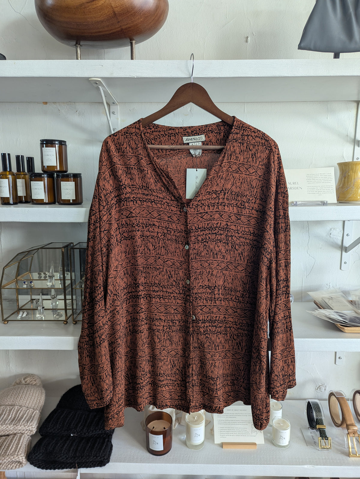 Vintage Rust Oversized Textured Button Down