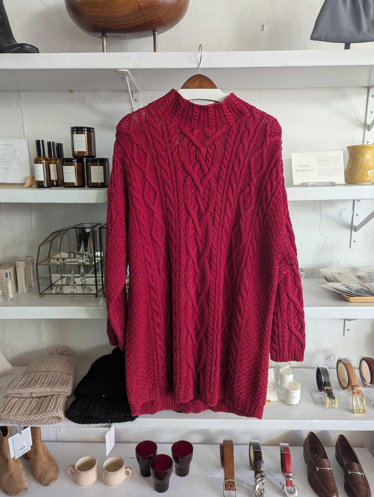 Vintage Cardinal Cable Knit Sweater Dress