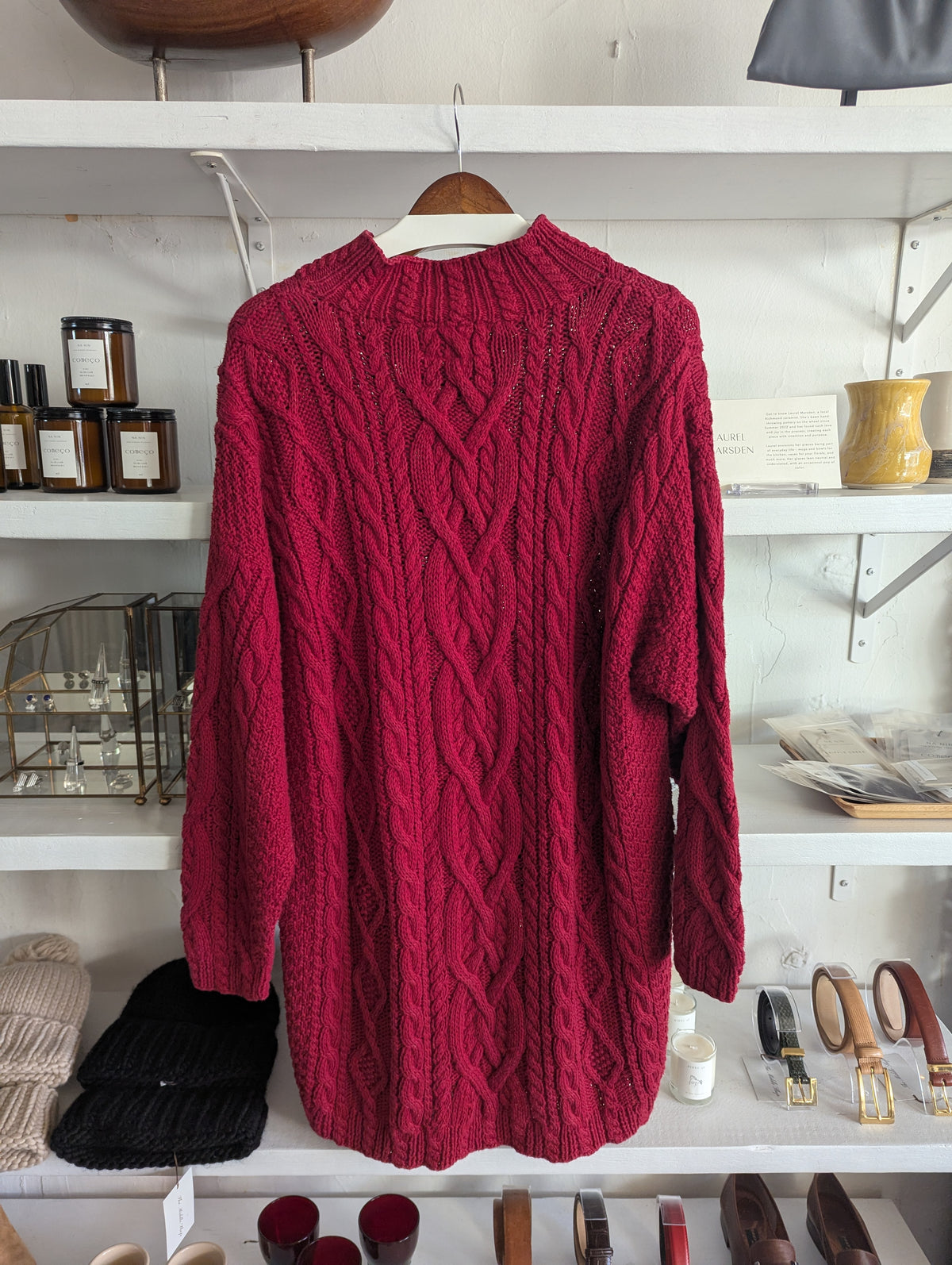 Vintage Cardinal Cable Knit Sweater Dress