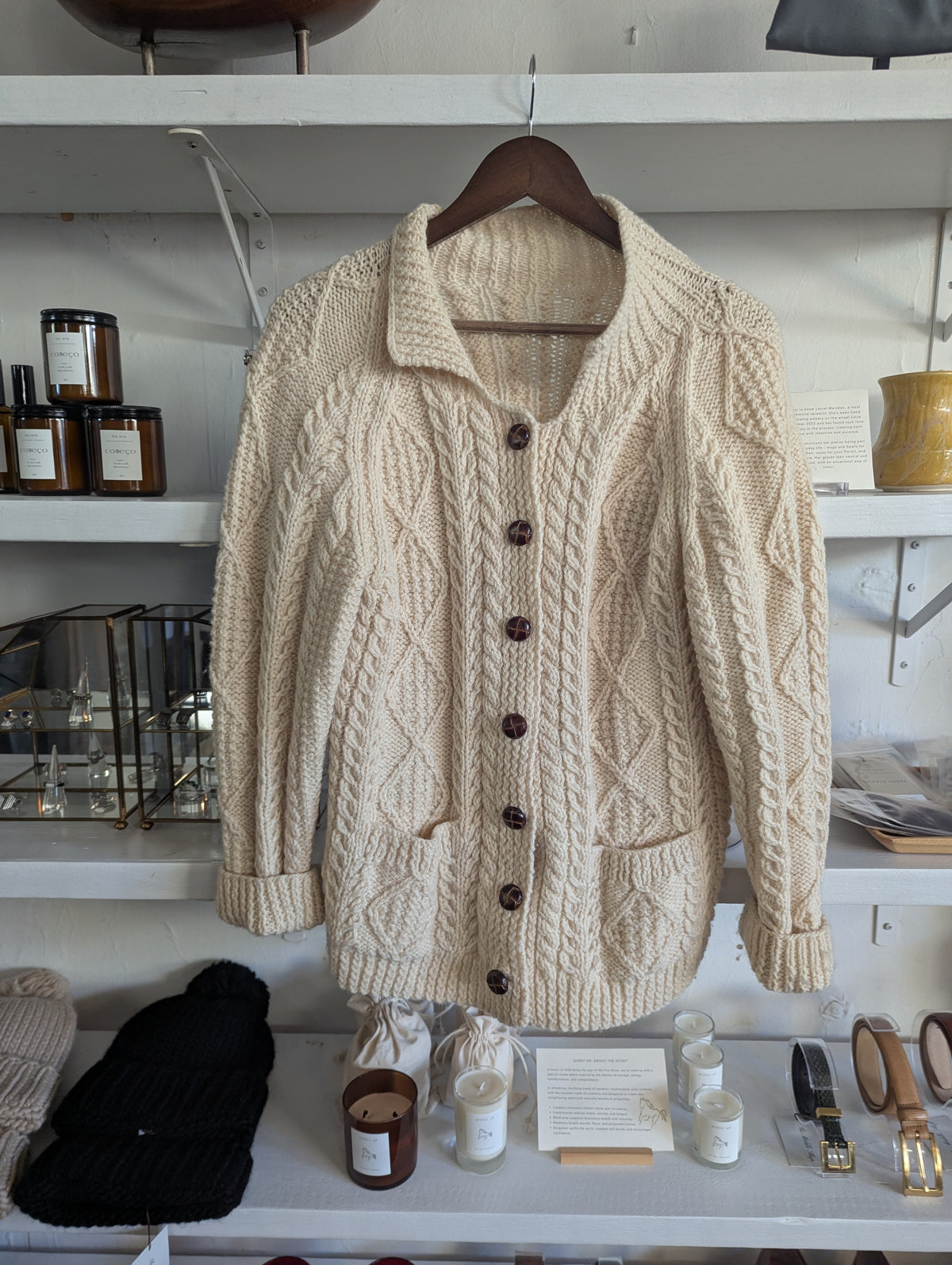 Vintage Cable Knit Wool Cardigan