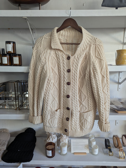 Vintage Cable Knit Wool Cardigan