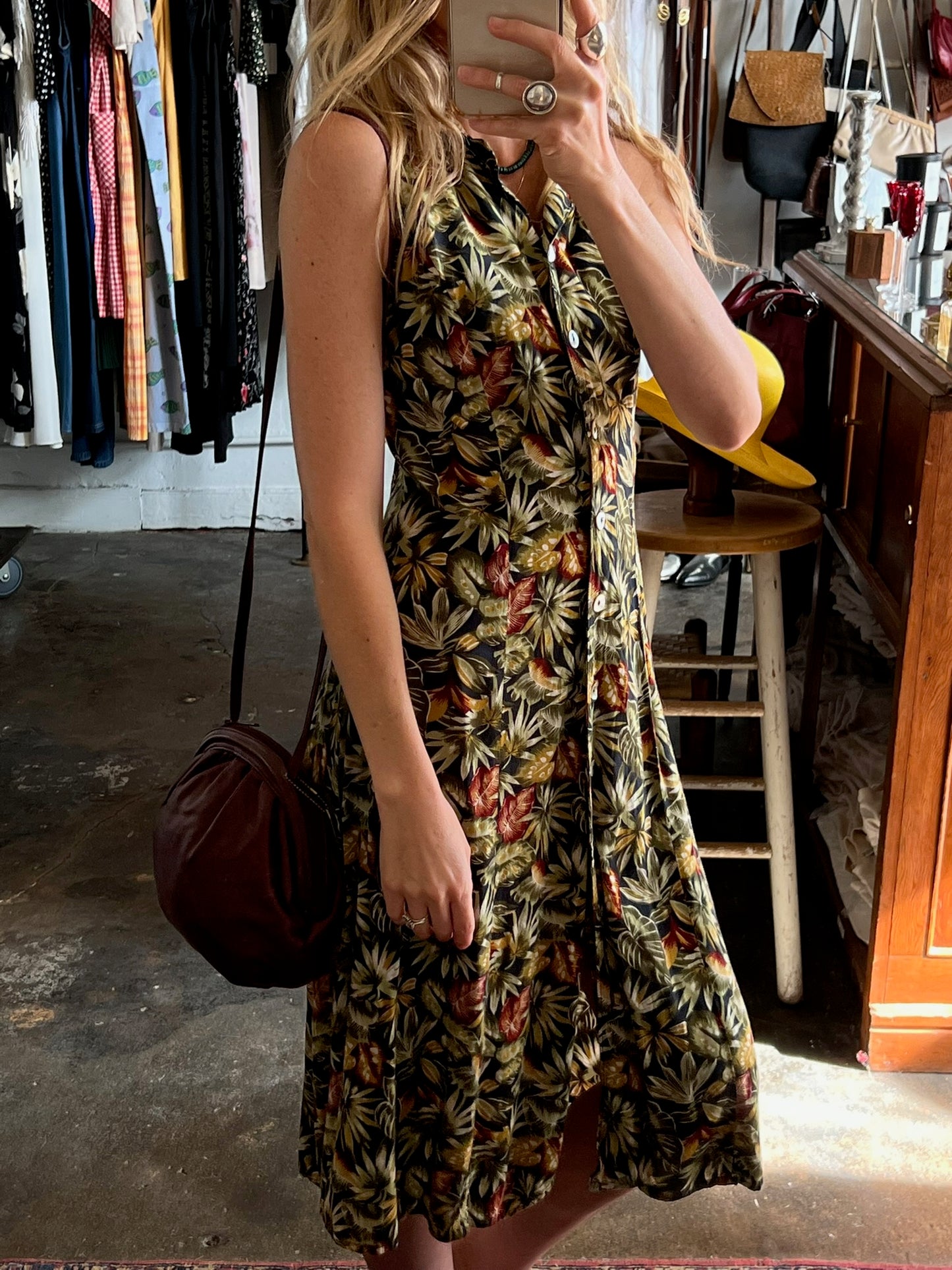 Vintage Tropical Midi Dress
