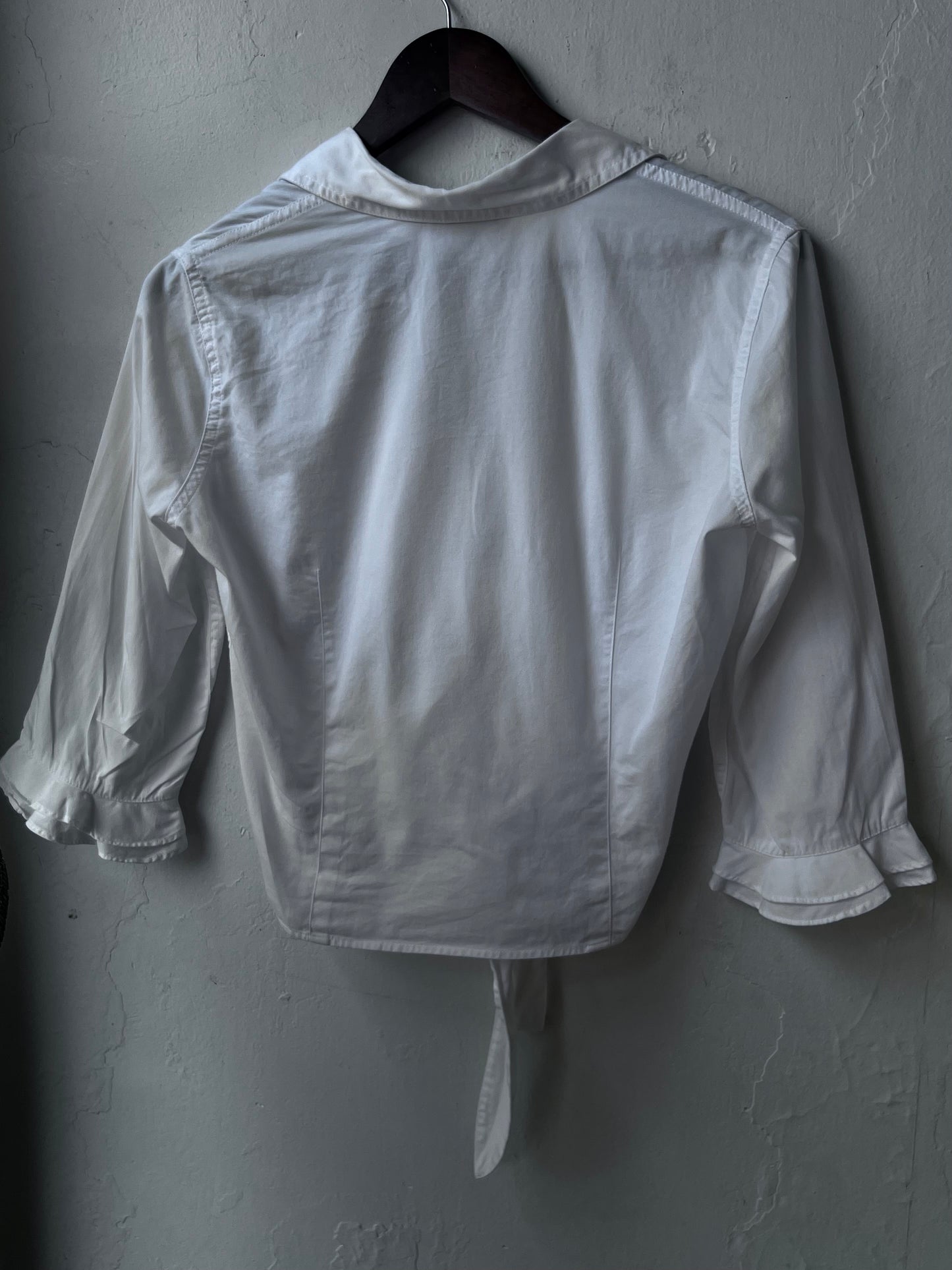 Vintage Crisp Cotton Wrap Blouse