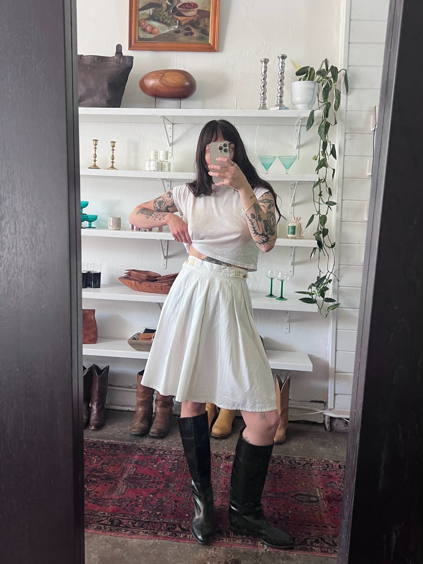 Favorite Vintage Ivory Pleated Skirt
