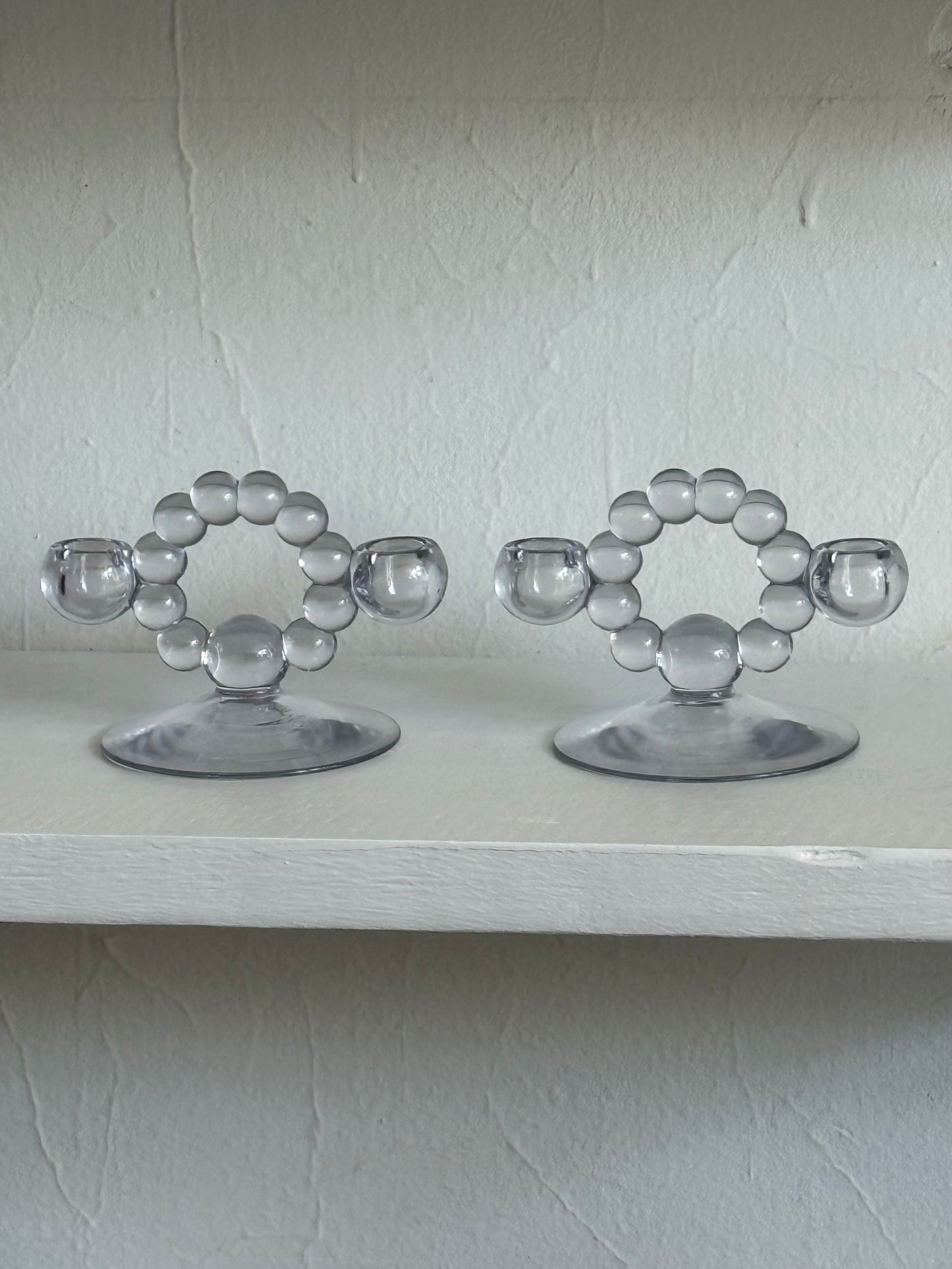 Vintage Glass Bubble Candlestick Holders