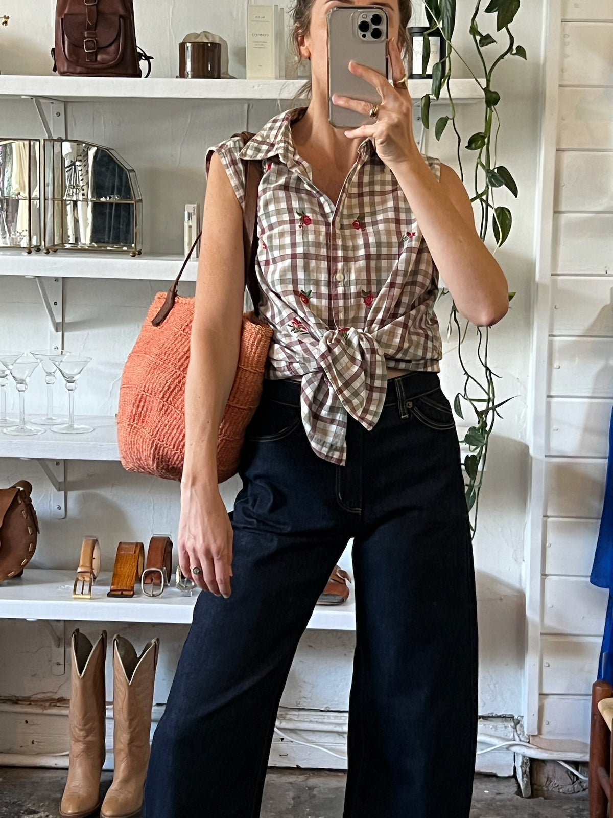 Vintage Garden Darling Embroidered Button Up