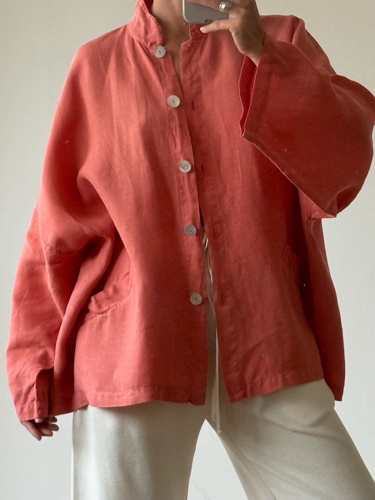 Vintage Salmon Linen Jacket