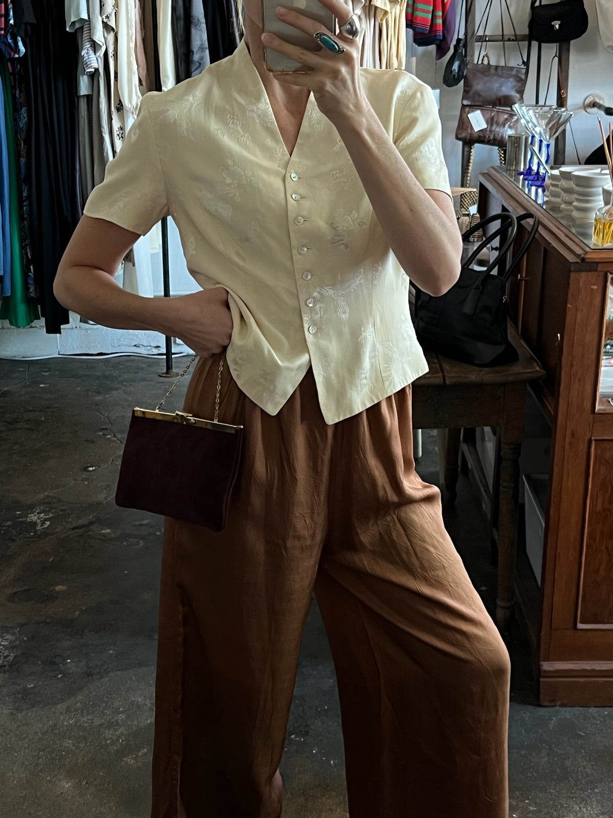 Vintage Bronze Wide Leg Palazzo Pants