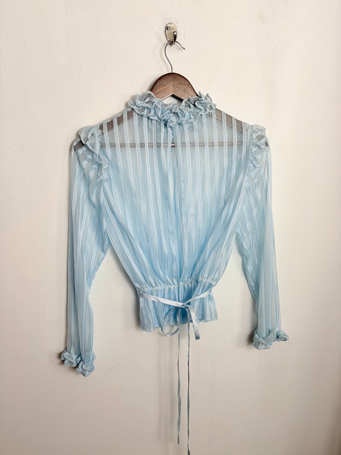 Vintage Sheer Powder Blue Ruffle Top