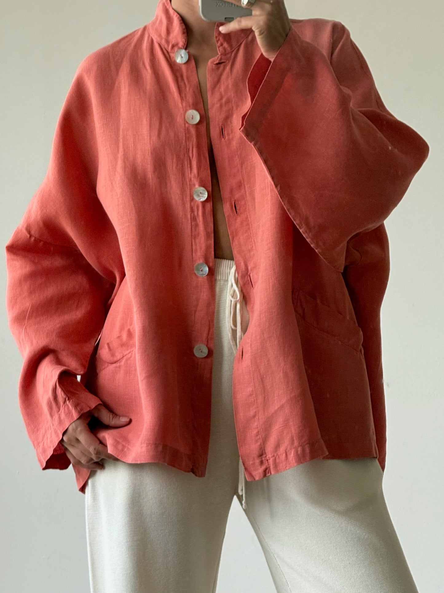 Vintage Salmon Linen Jacket
