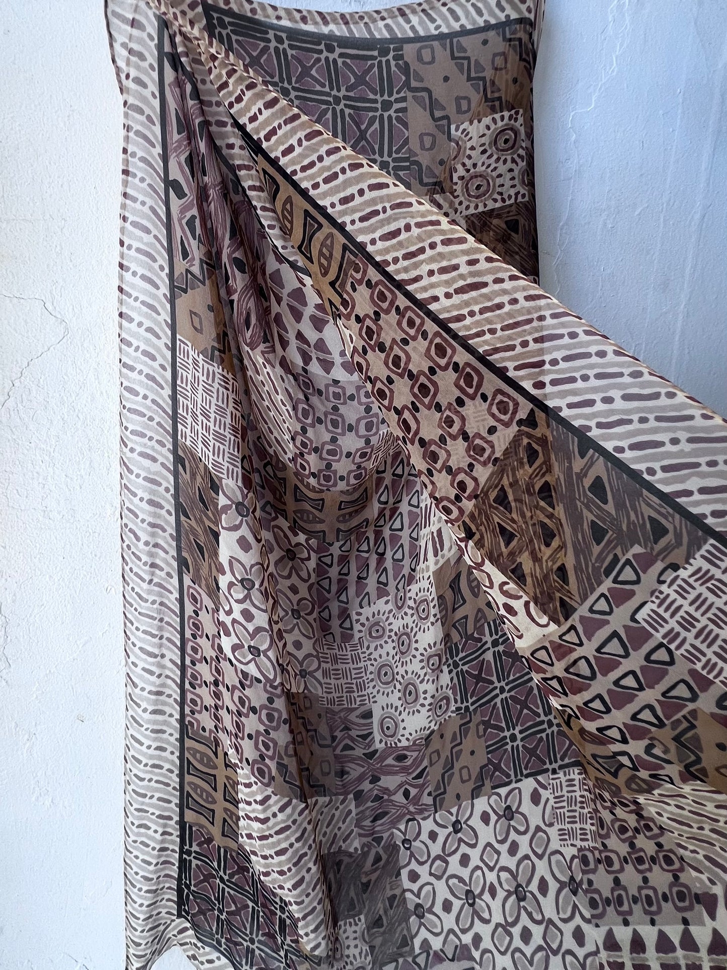Vintage Patterned Silk Scarf