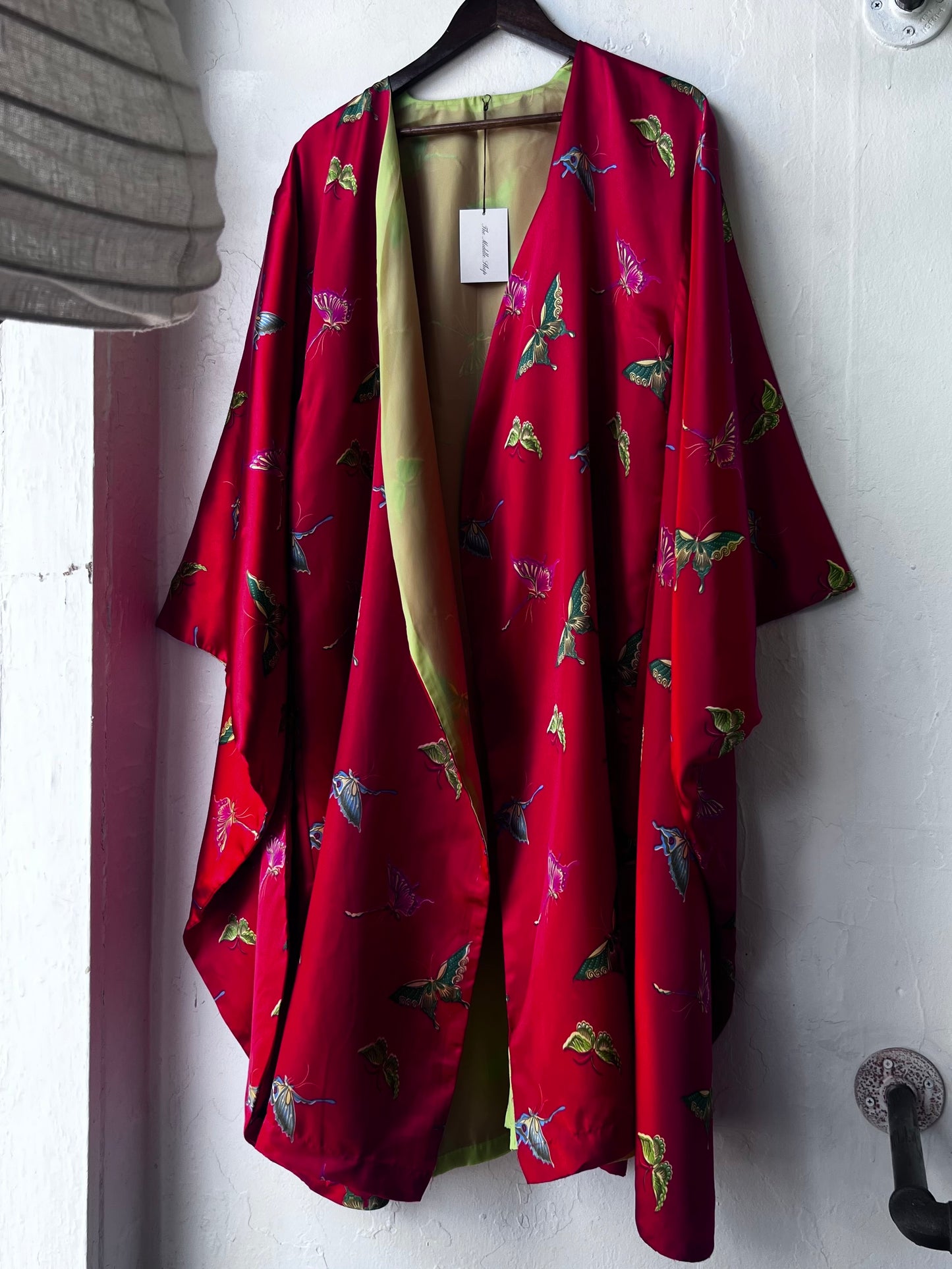 Incredible Vintage Butterfly Satin Kimono