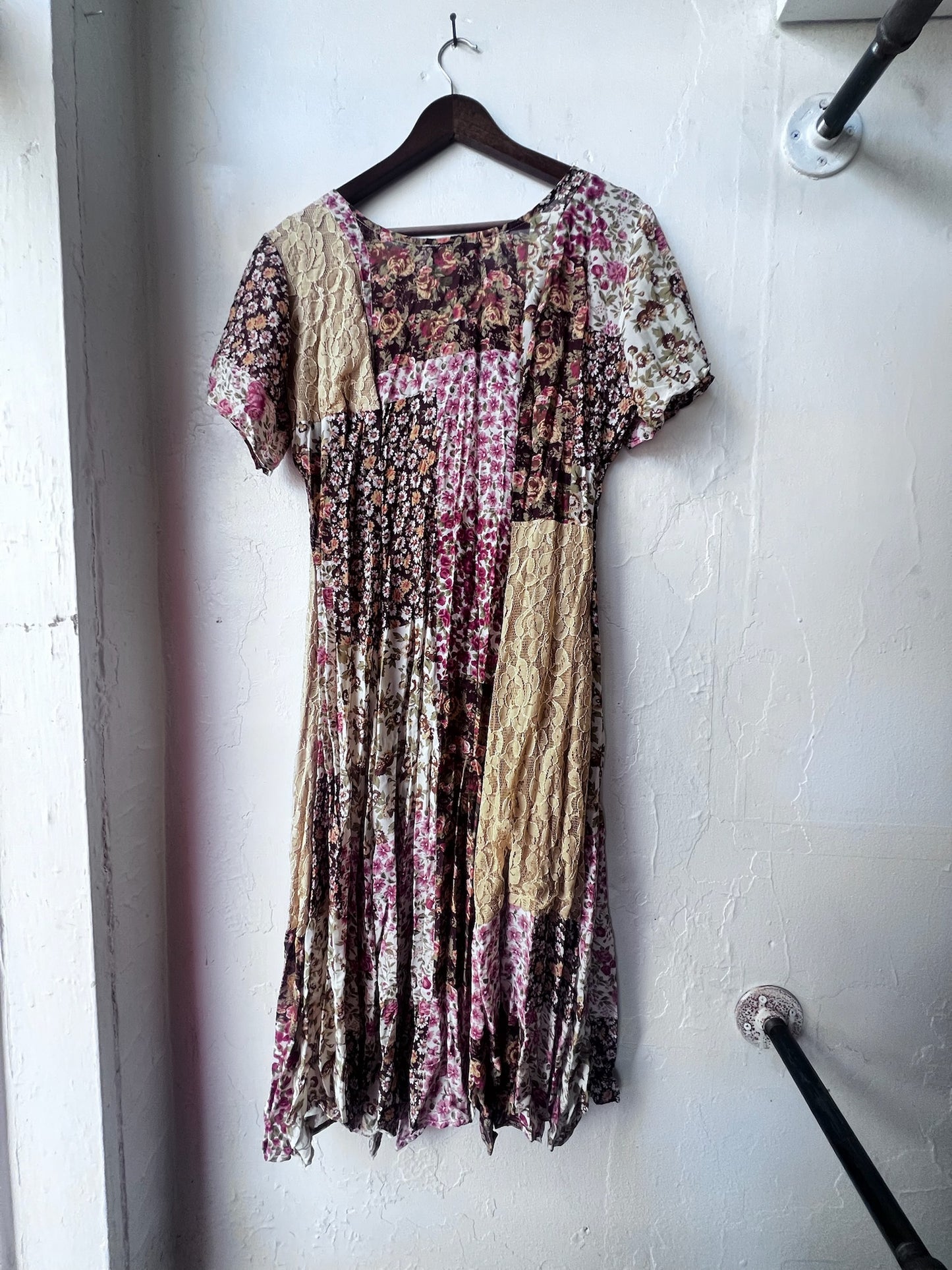 Vintage Floral & Lace Patchwork Dress