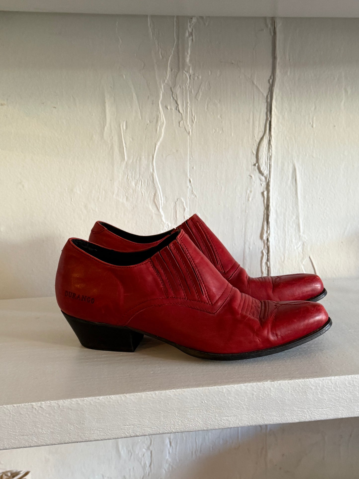 Vintage Spice Red Leather Western Booties